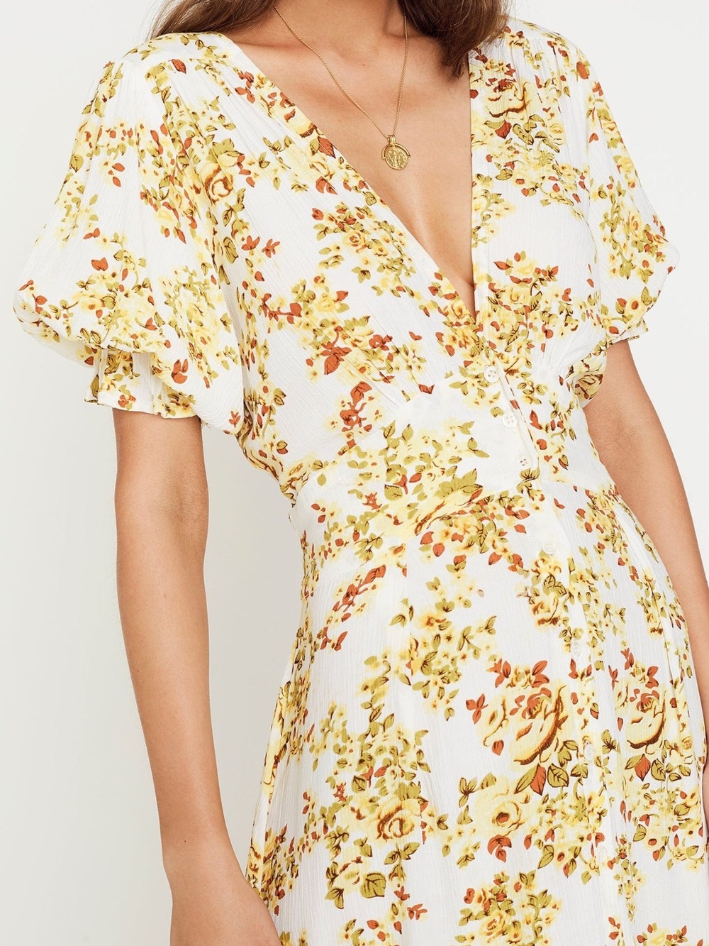 Floral Yellow Midi Dress Faithfull the Brand